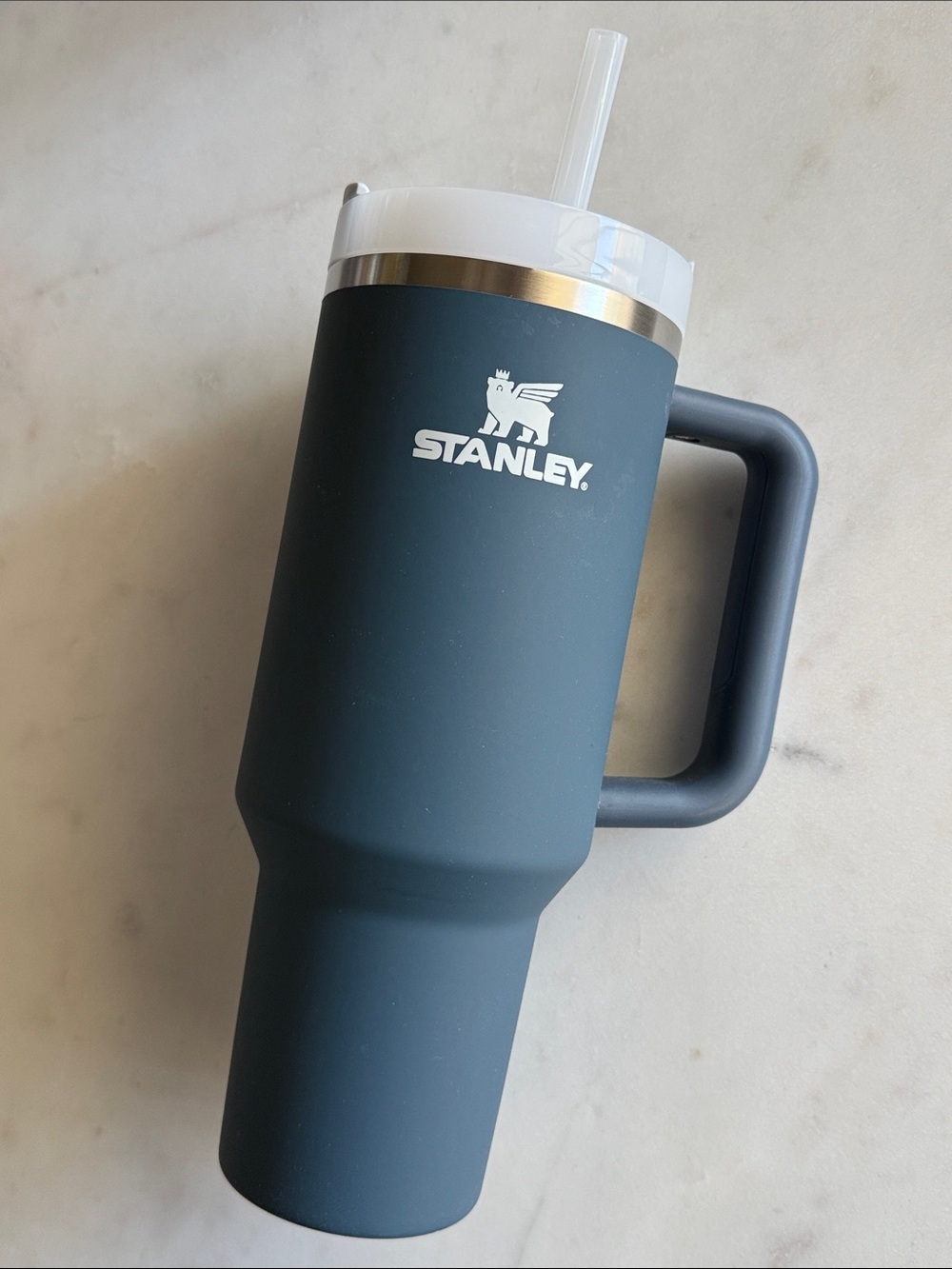 Stanley Navy Blue Travel Tumbler with Handle and Translucent Lid